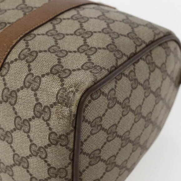 GUCCI GG Supreme Web Sherry Line Bag PVC Beige Gold 111 02 007 Auth bs29491 - Picture 2 of 16